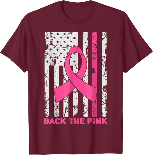 Back The Pink Breast Cancer Awareness Flag Toddler Women Men T-Shirt - T-Shirt | Maroon