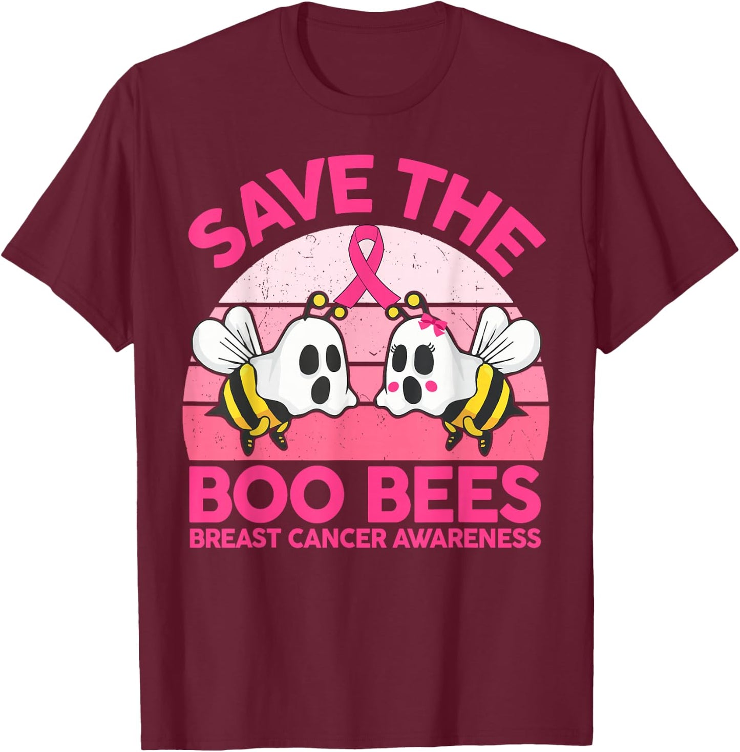 Save The Boobees Boo Bees Breast Cancer Halloween Women T-Shirt - T-Shirt | Maroon