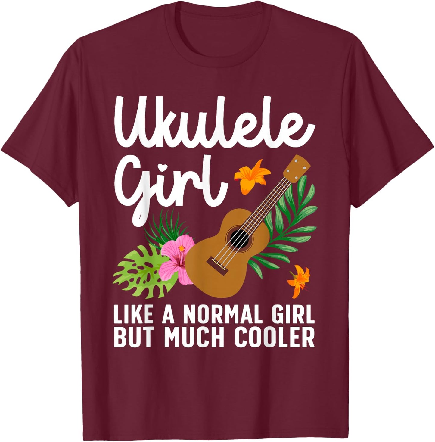 Funny Ukulele Design Girls Kids Guitar Uke Lovers T-Shirt - T-Shirt | Maroon