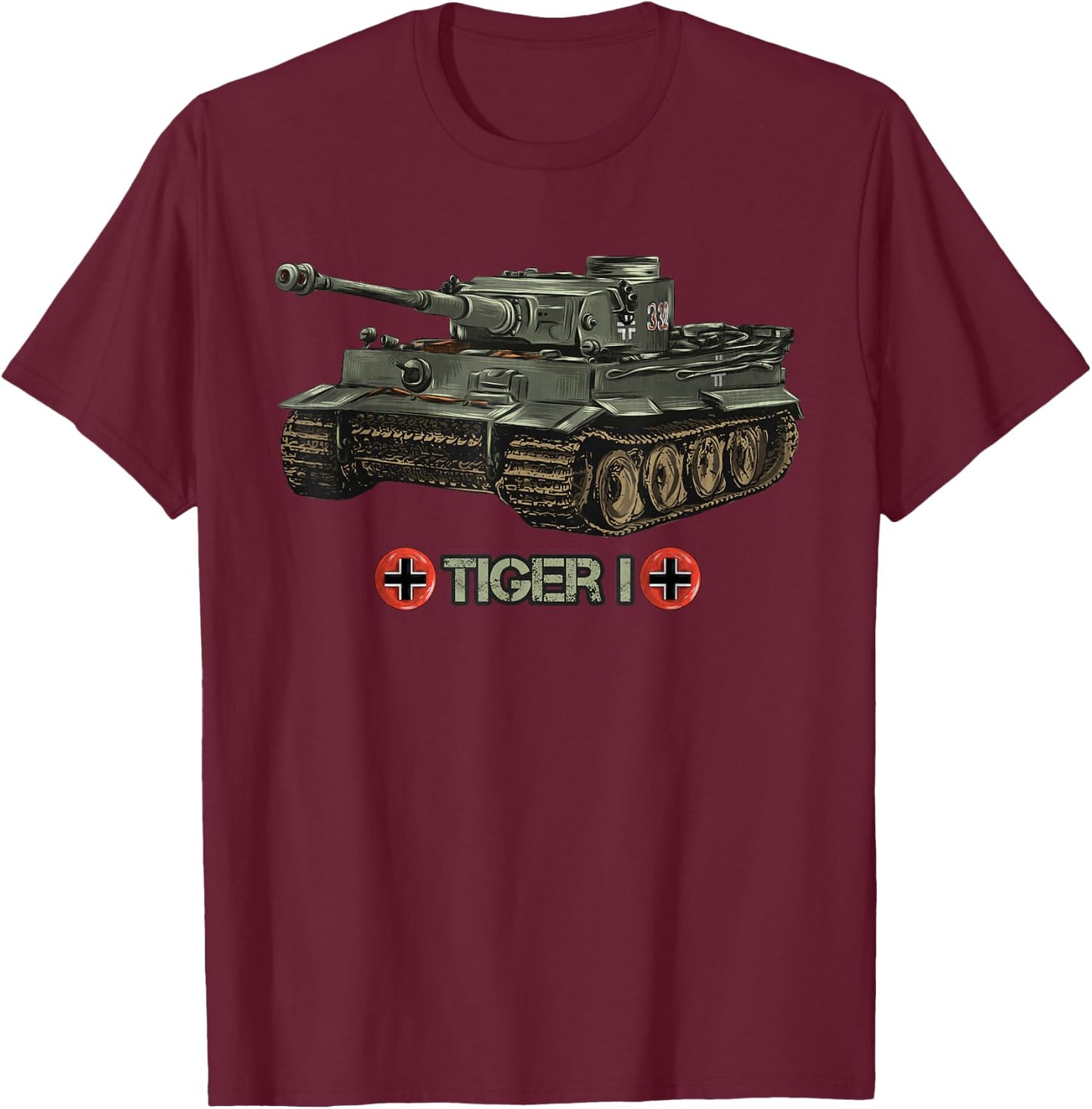 World War 2 German Tank Tiger I (1) gift memorabilia T-Shirt - T-Shirt | Maroon