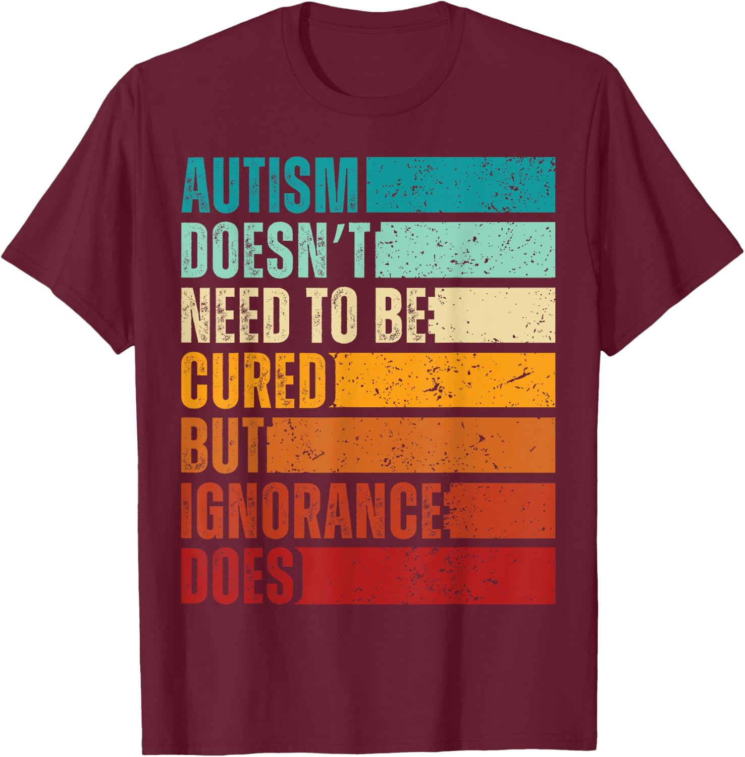 Autism Awareness Acceptance Ban Ignorance Mommy Shark T-Shirt - T-Shirt | Maroon