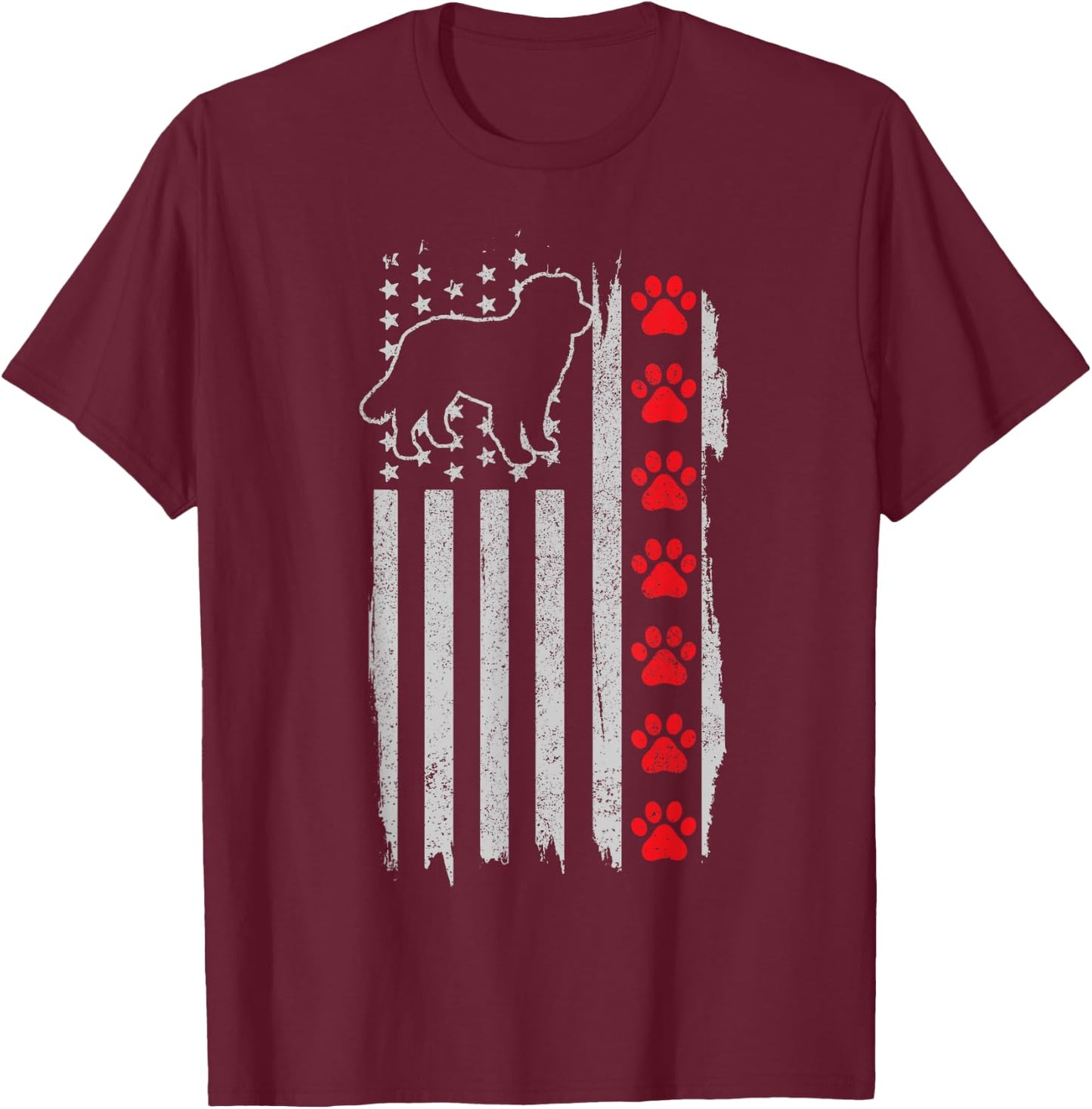 Bernese Mountain Dog American Flag 4th Of July Patriotic Dog T-Shirt - T-Shirt | Maroon