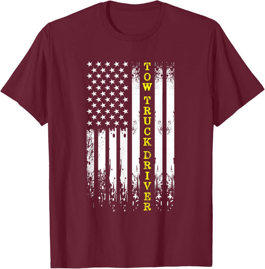 Tow Truck Operator Thin Yellow Line Wrecker Tow Truck Driver T-Shirt - T-Shirt | Maroon