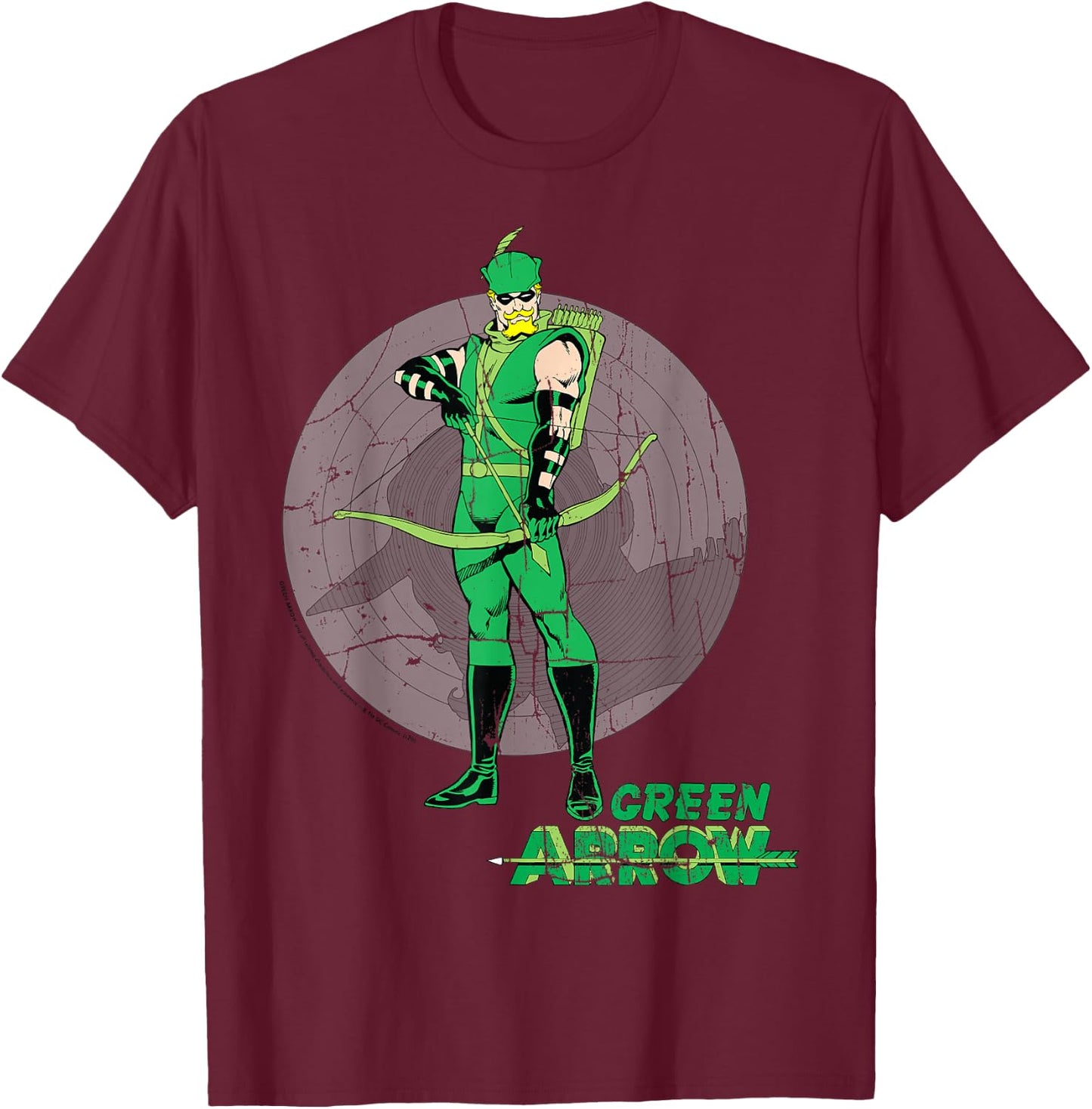 DC Comics Green Arrow Target Background T-Shirt - T-Shirt | Maroon