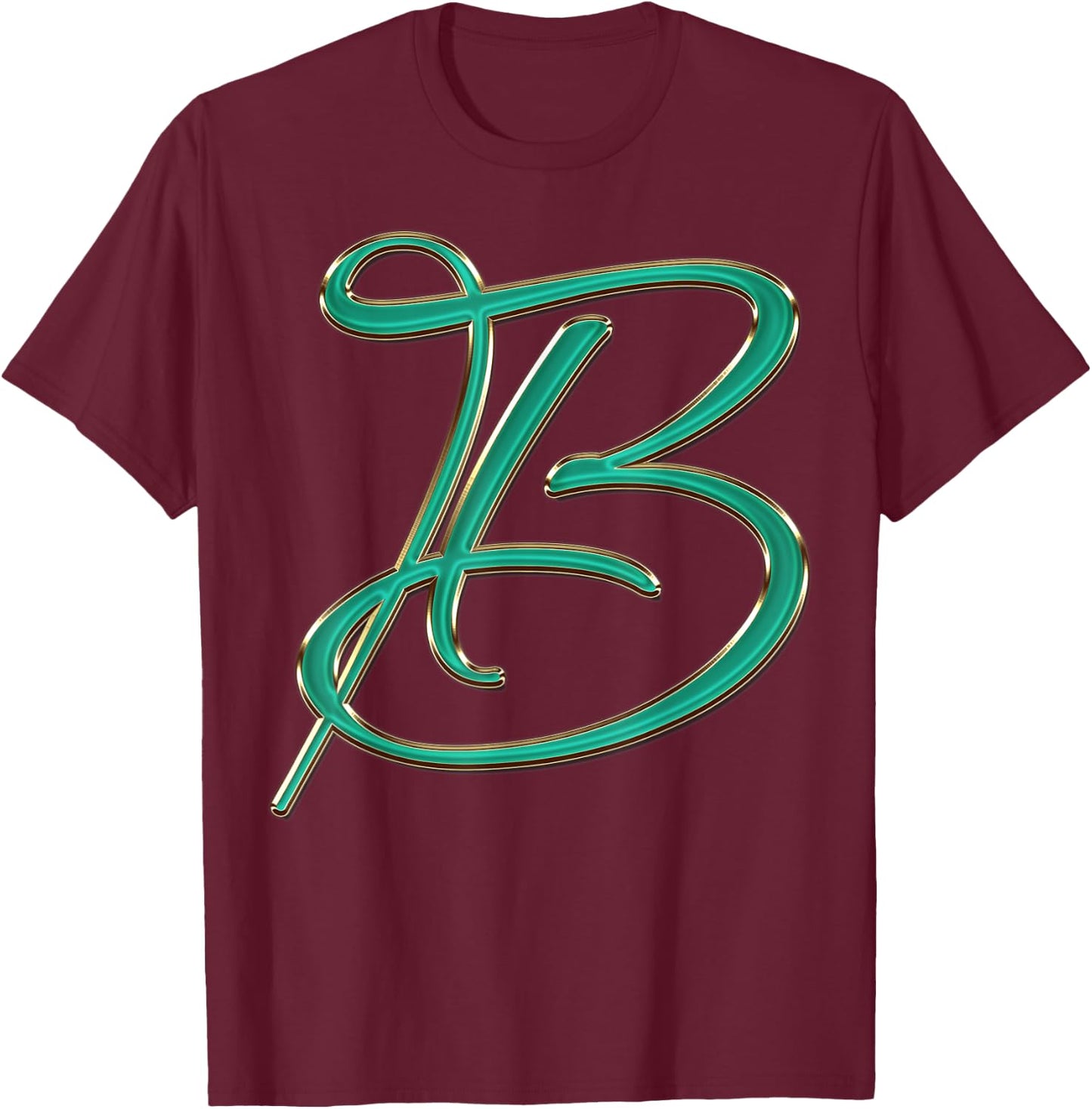 Monogram Initial Letter B T-Shirt - T-Shirt | Maroon