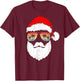 Santa Face Retro Sunglasses Hawaiian Christmas Xmas Tropical T-Shirt - T-Shirt | Maroon