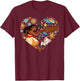 Disney Princess Moana HEI HEI Pua Collage Heart Small T-Shirt - T-Shirt | Maroon