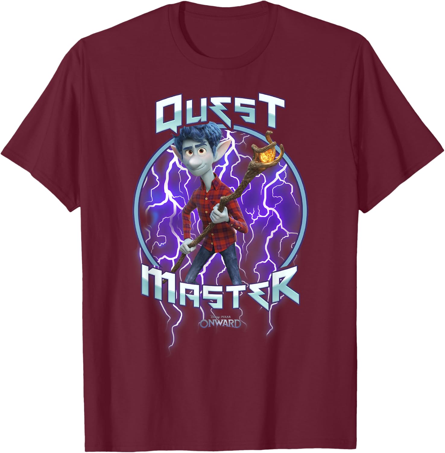 Disney Pixar Onward Ian Quest Master Portrait T-Shirt - T-Shirt | Maroon