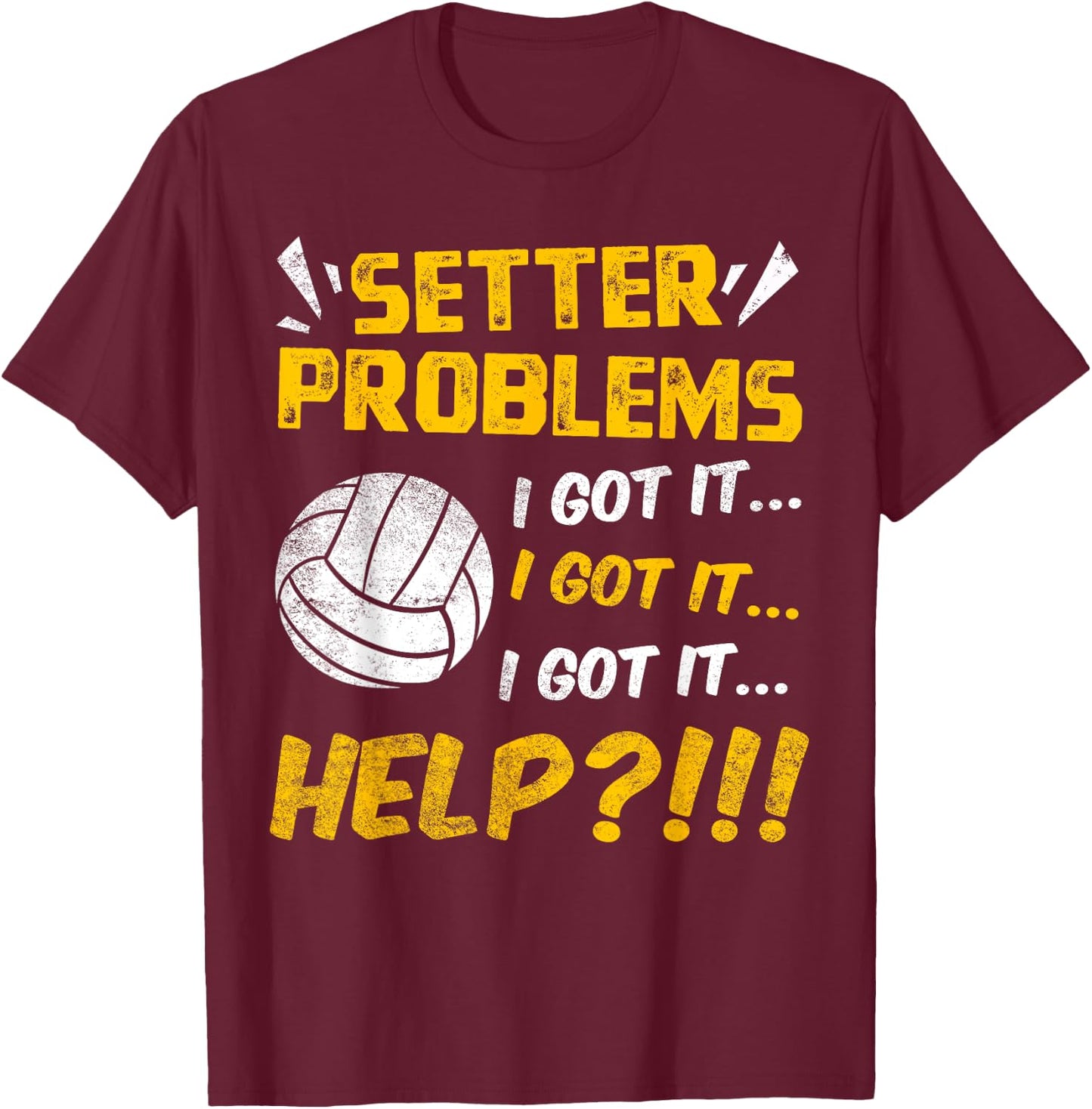 Volleyball Setter Team Sport Lover Player Quarterback Fan T-Shirt - T-Shirt | Maroon