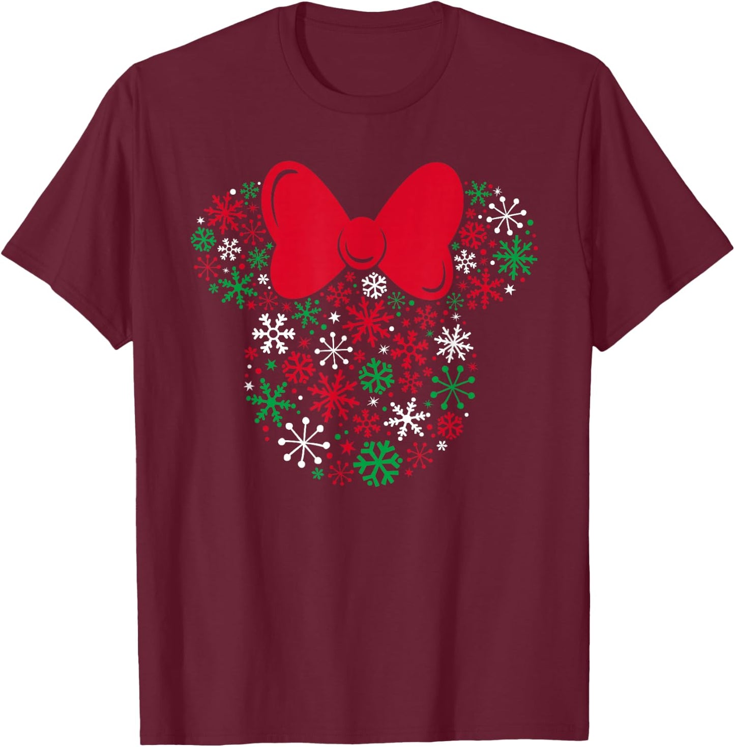 Disney Minnie Mouse Icon Holiday Snowflakes T-Shirt - T-Shirt | Maroon