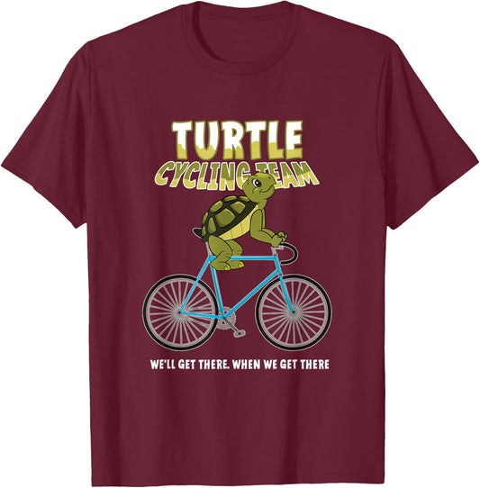 Turtle Cycling Team Slow Rider Ride Bicycle Biking Gift T-Shirt - T-Shirt | Maroon
