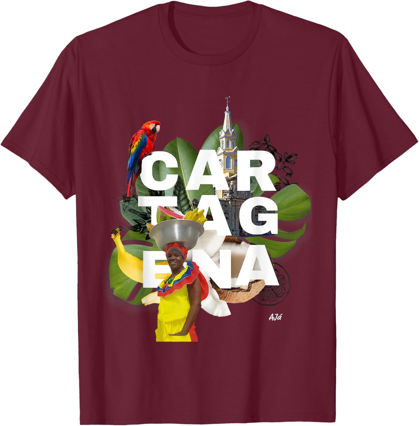 Hecho en Cartagena Colombia T-Shirt - T-Shirt | Maroon