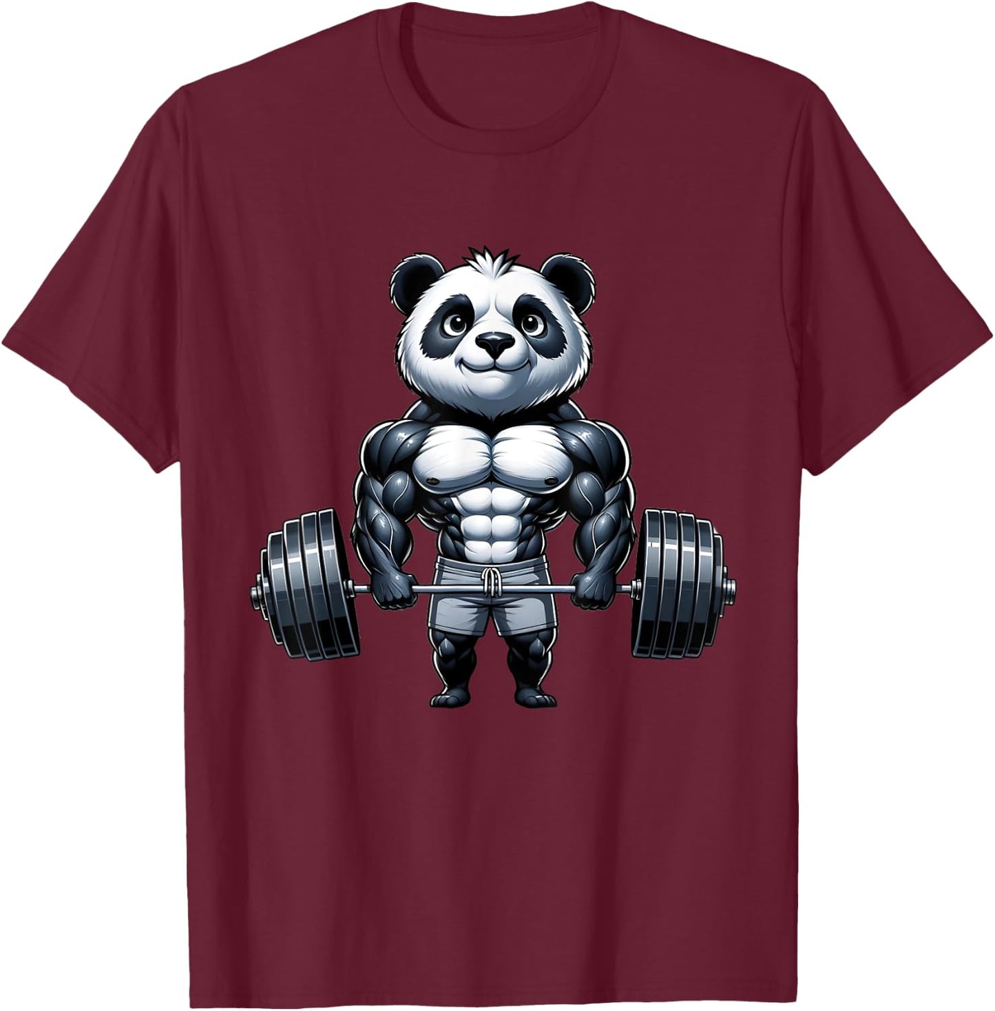 Weightlifting Panda Workout Bodybuilder Fitness Gym Panda T-Shirt - T-Shirt | Maroon
