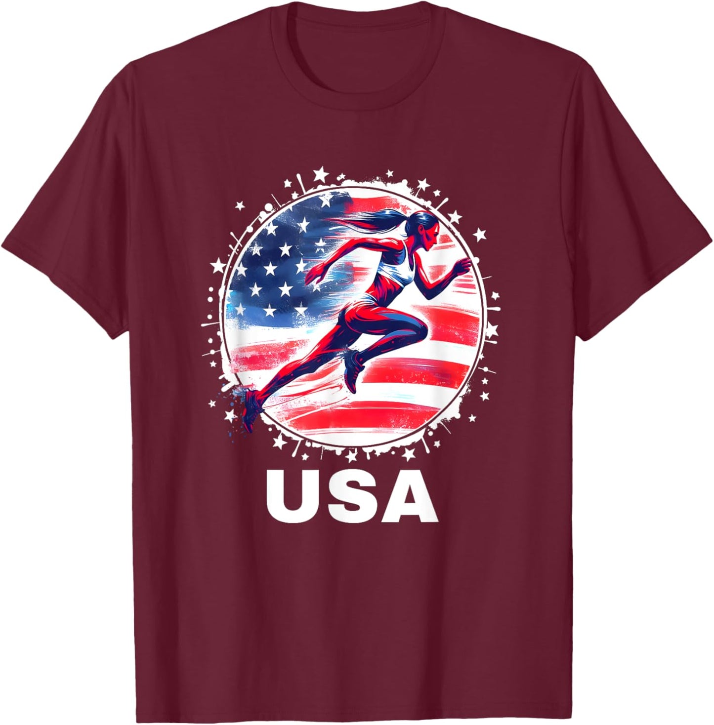 Track and Field USA Team Men Women Kids Track Apparel USA T-Shirt - T-Shirt | Maroon