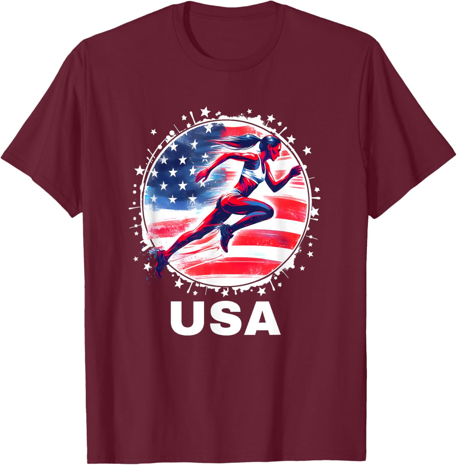 Track and Field USA Team Men Women Kids Track Apparel USA T-Shirt - T-Shirt | Maroon