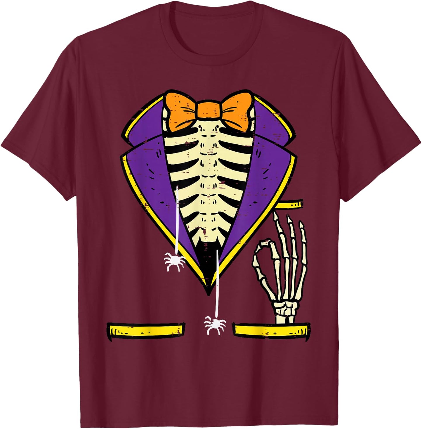 Halloween Tuxedo Skeleton Costume Men Boys Kids Toddler Men T-Shirt - T-Shirt | Maroon