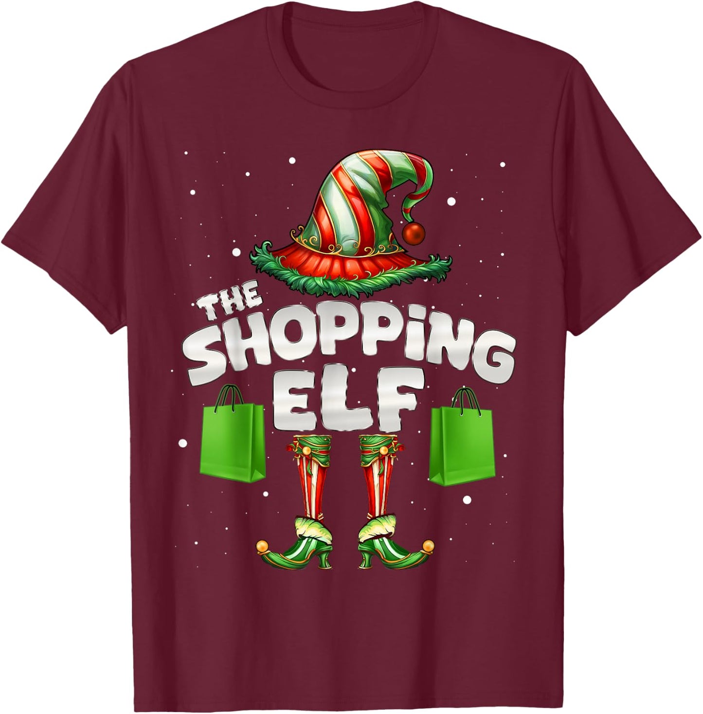 I'm The Shopping Elf Family Matching Group Christmas T-Shirt - T-Shirt | Maroon