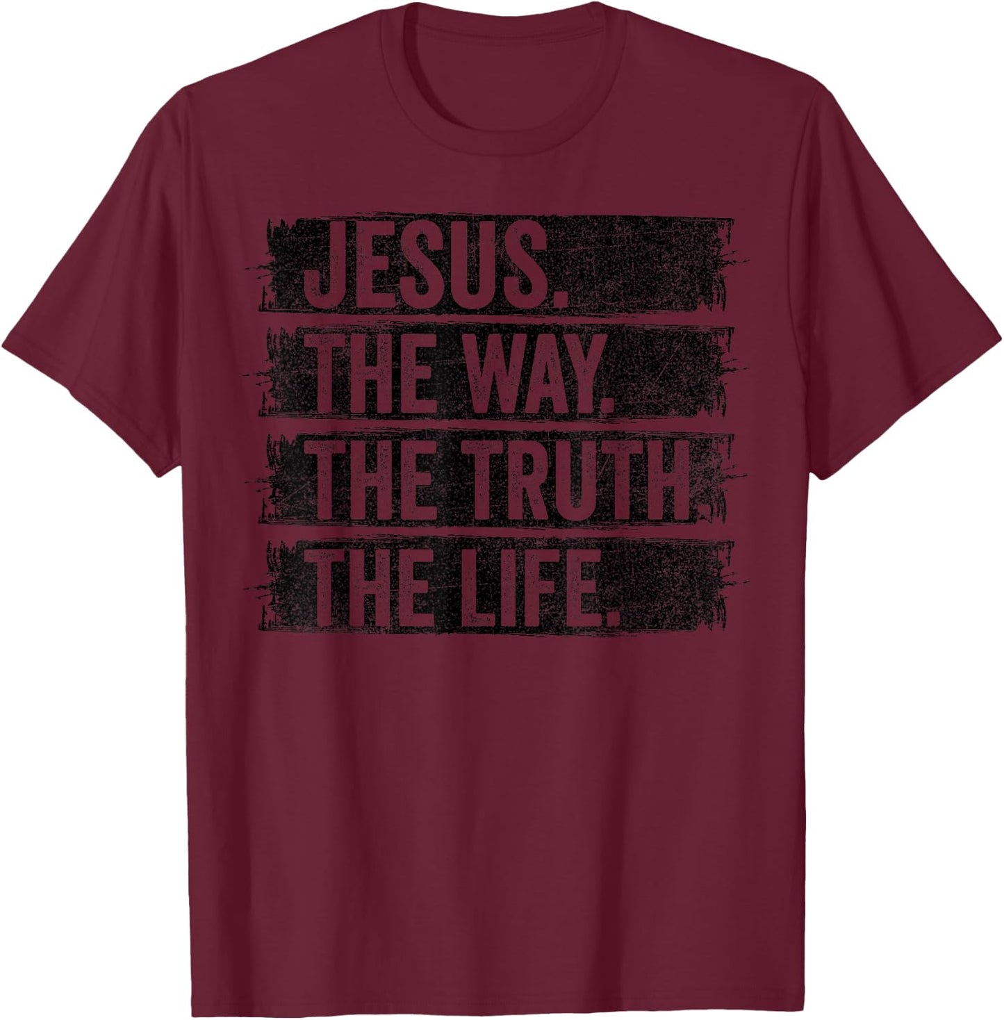 Jesus The Way Truth Life Vintage Christian Worship Retro T-Shirt - T-Shirt | Maroon