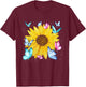 Beautiful Nature Yellow Flowers Florist Butterfly Sunflower T-Shirt - T-Shirt | Maroon
