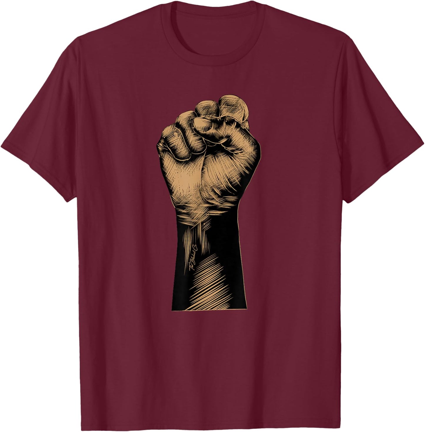Raised Fist Black Power African American BLM Protest Small T-Shirt - T-Shirt | Maroon