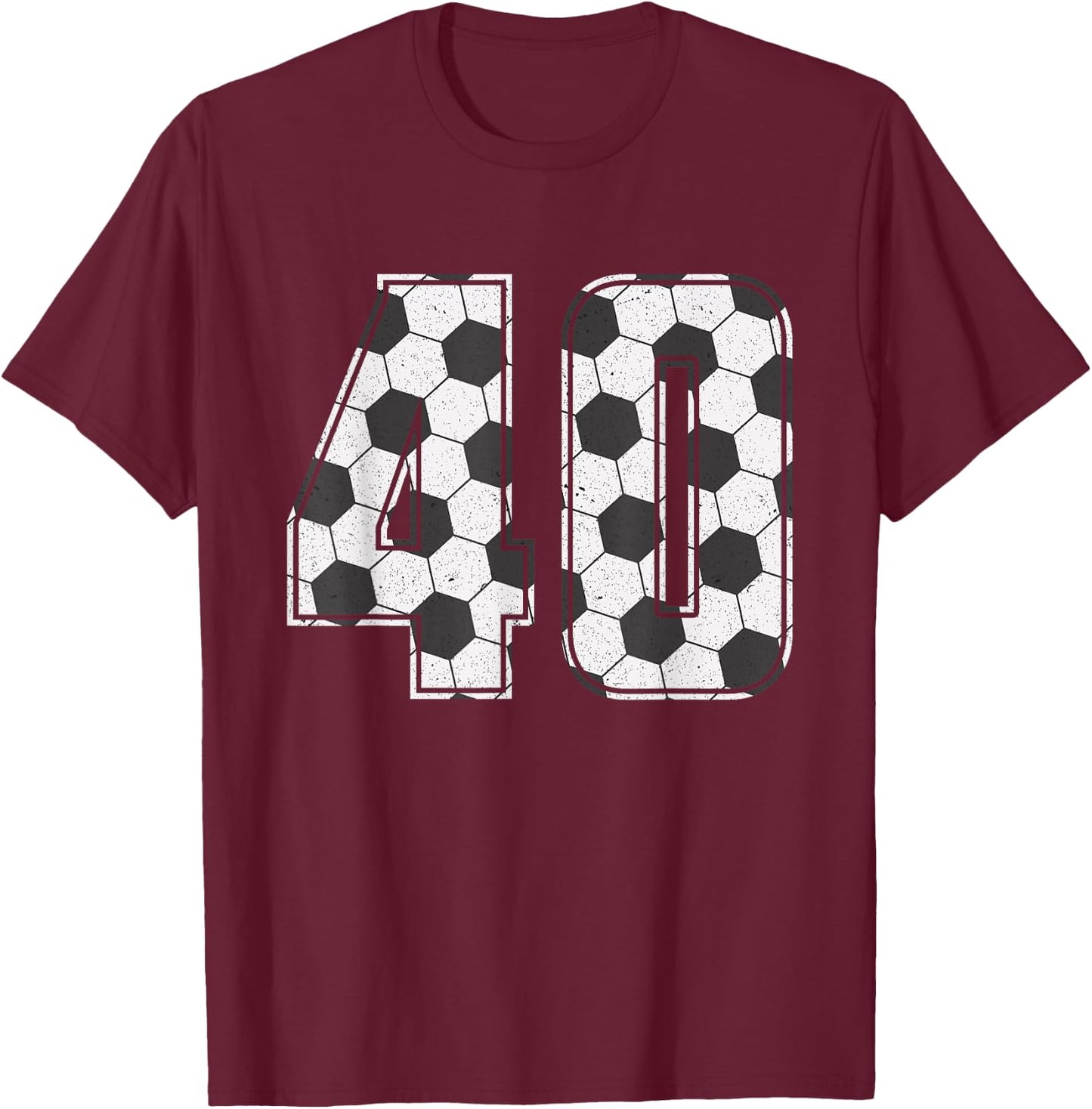 Soccer Player Number 40 Forty Soccer Birthday T-Shirt - T-Shirt | Maroon