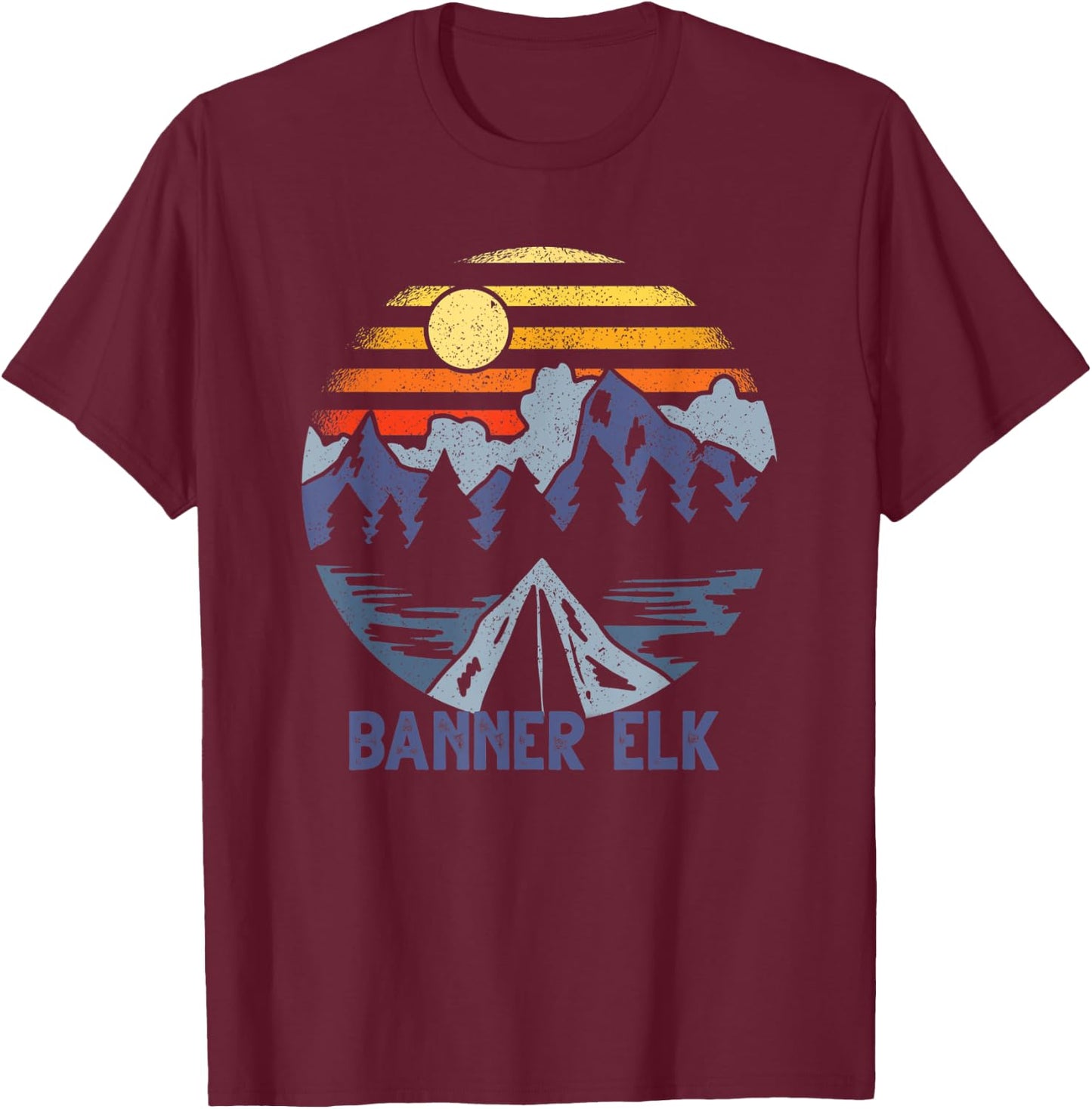 Banner Elk, North Carolina Blue Ridge Mountains Camping T-Shirt - T-Shirt | Maroon