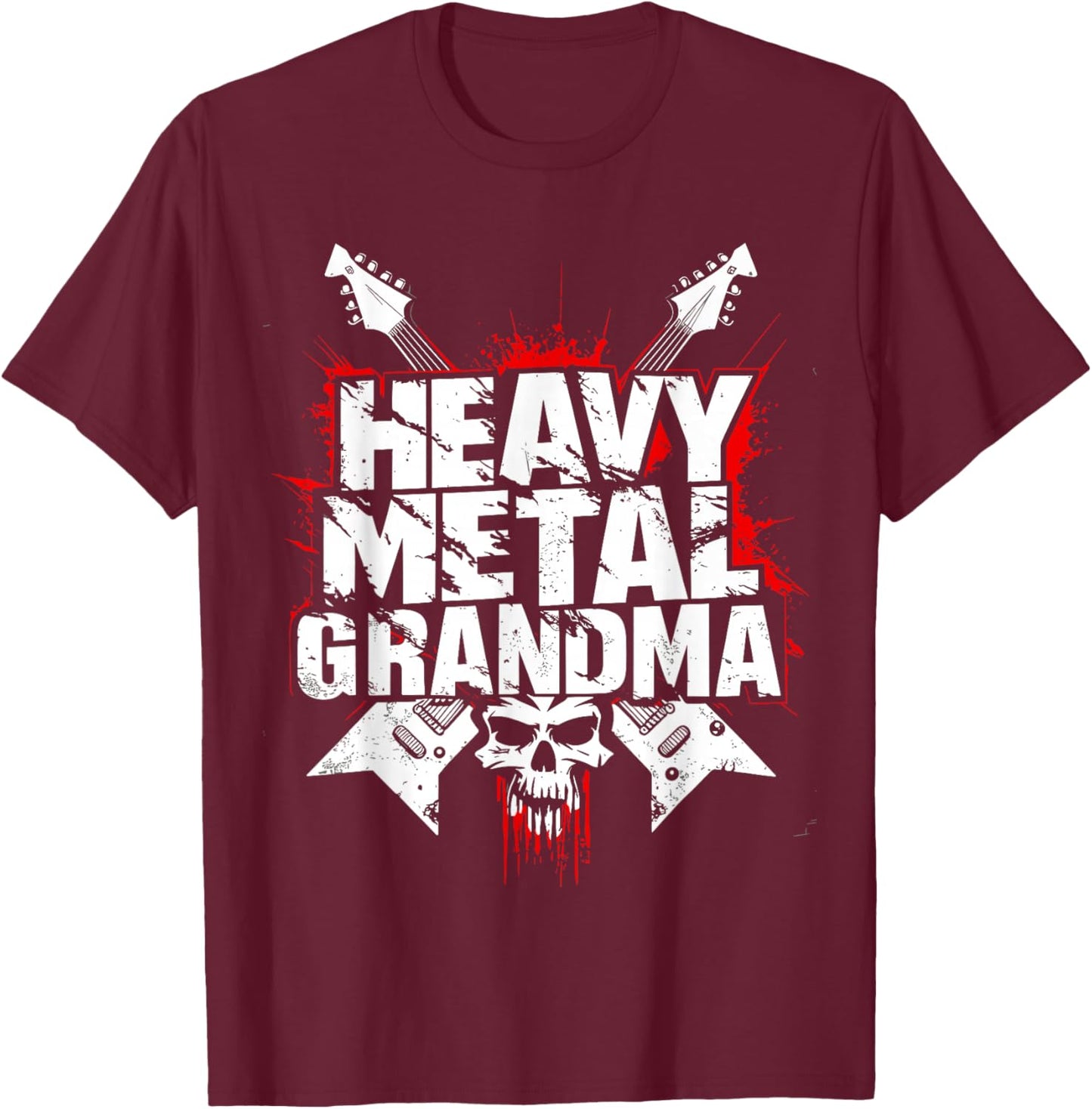 Heavy Metal Grandma - Metalhead Funny Grandmother T-Shirt - T-Shirt | Maroon