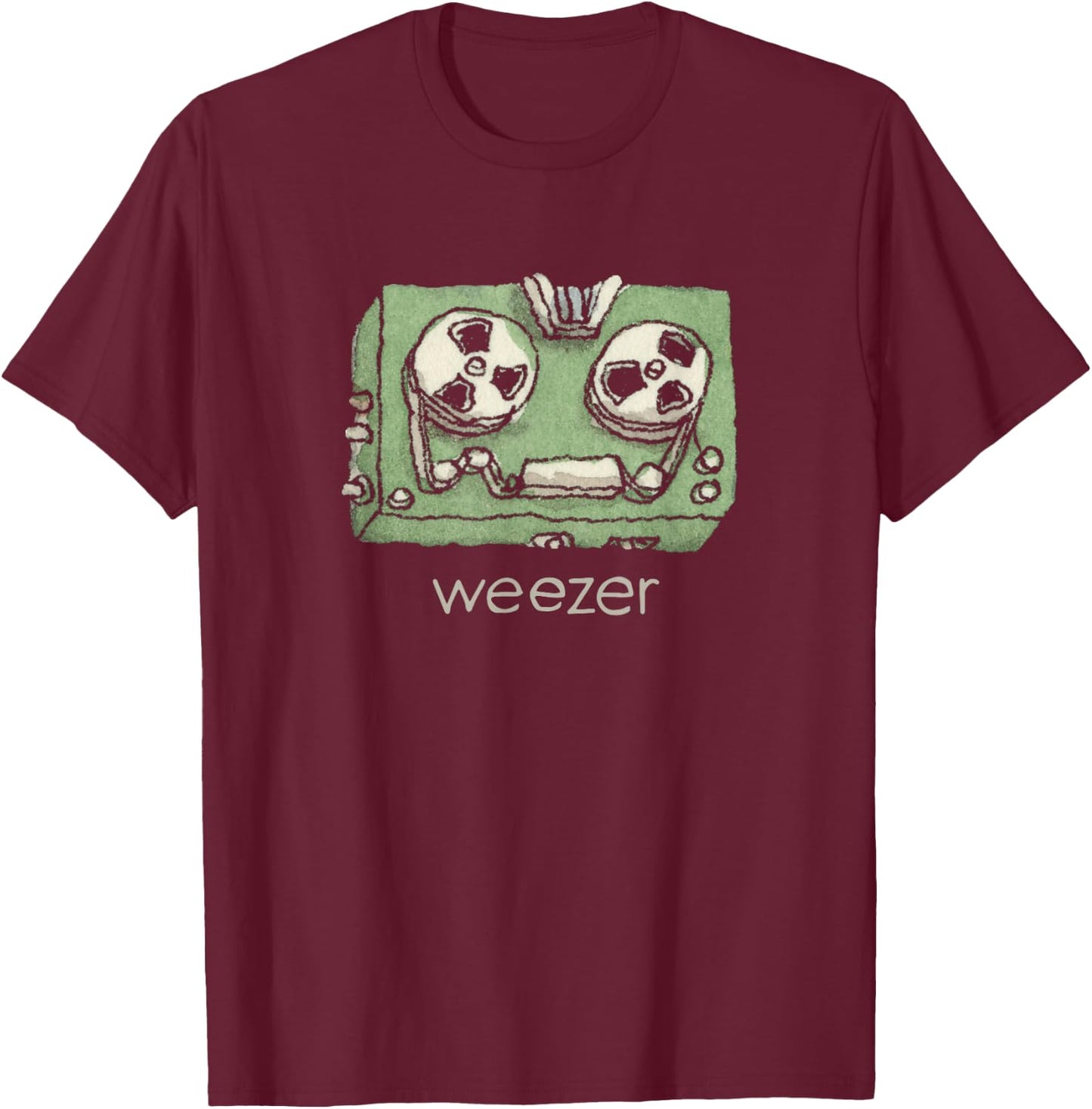 Weezer Black - Small - Short Sleeve - - Modern Letter Print - Official Merchandise T-Shirt - T-Shirt | Maroon