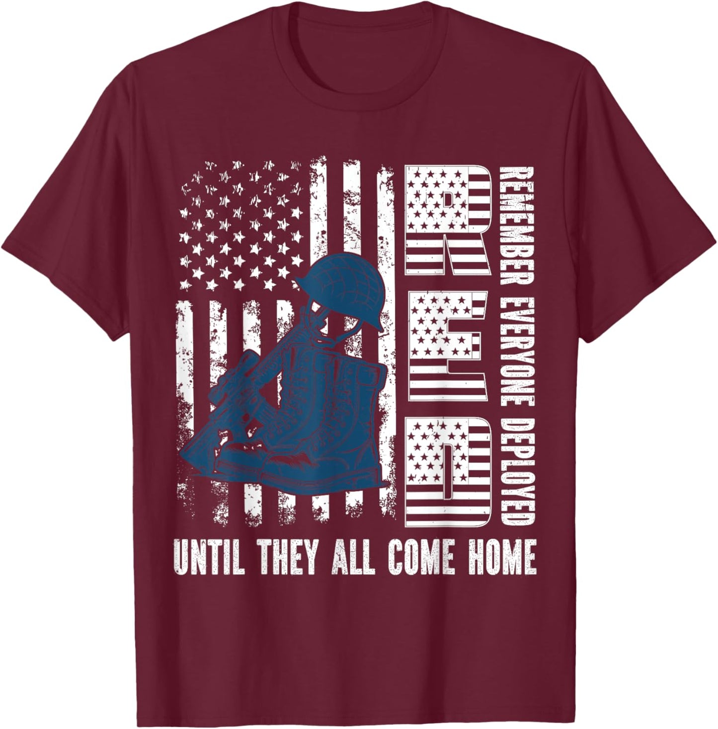 Red Friday Military We Wear Red Support Our troops US Flag T-Shirt - T-Shirt | Maroon