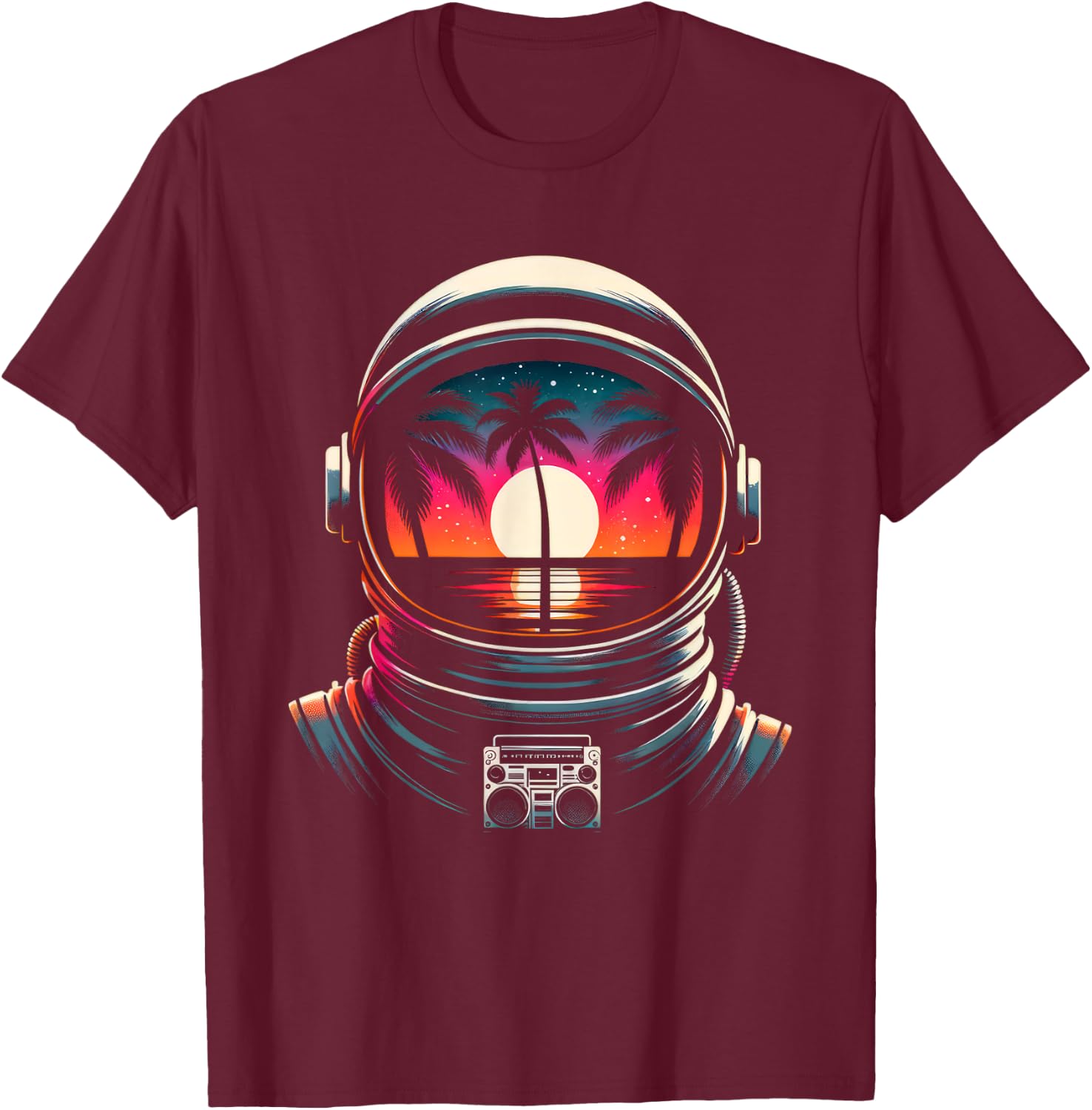 Solitary Astronaut | Men Women (S-6XL) | Graphic T-Shirt - T-Shirt | Maroon