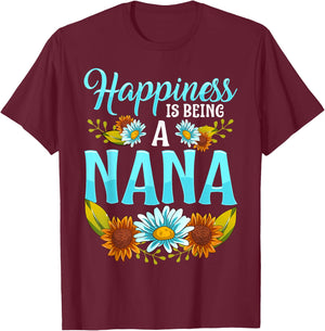 Happiness Is Being A Nana Cute Floral Mothers Day Gifts T-Shirt - T-Shirt | Maroon