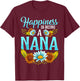 Happiness Is Being A Nana Cute Floral Mothers Day Gifts T-Shirt - T-Shirt | Maroon
