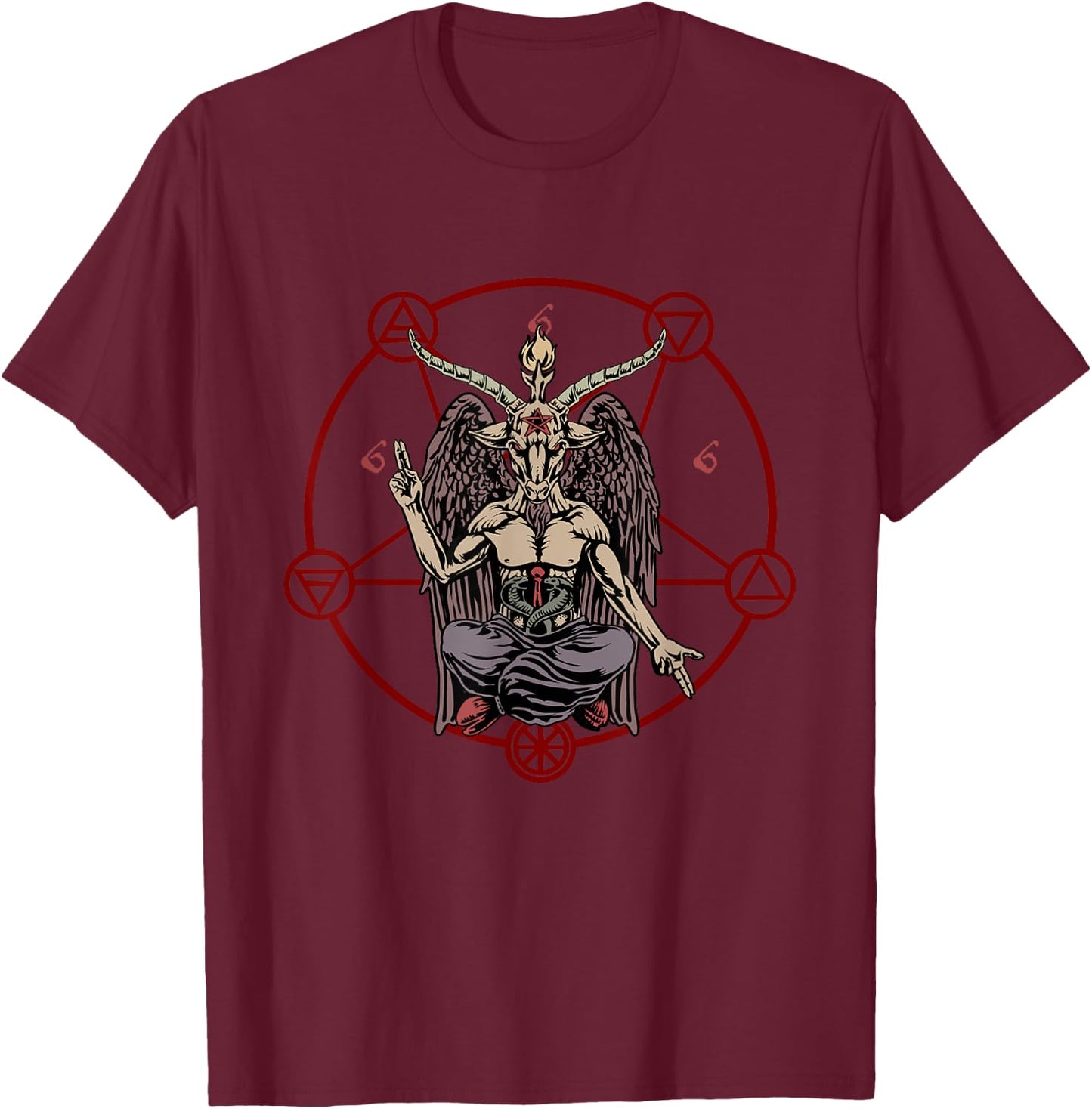 Occult Satanic Shirt Satan Baphomet Pentagram 666 Antichrist T-Shirt - T-Shirt | Maroon