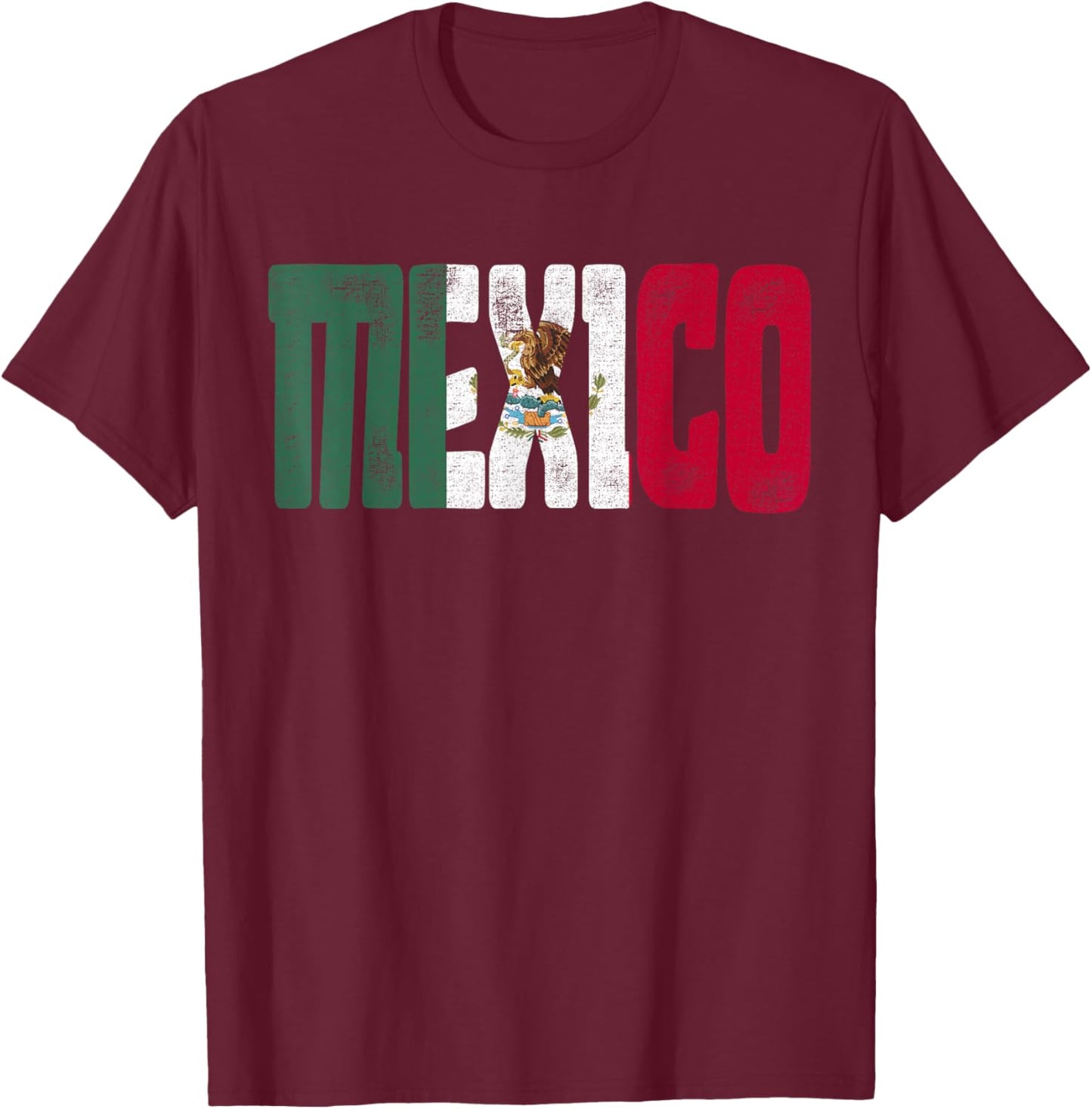 Mexican Flag Pride Mexico Vintage Design T-Shirt - T-Shirt | Maroon