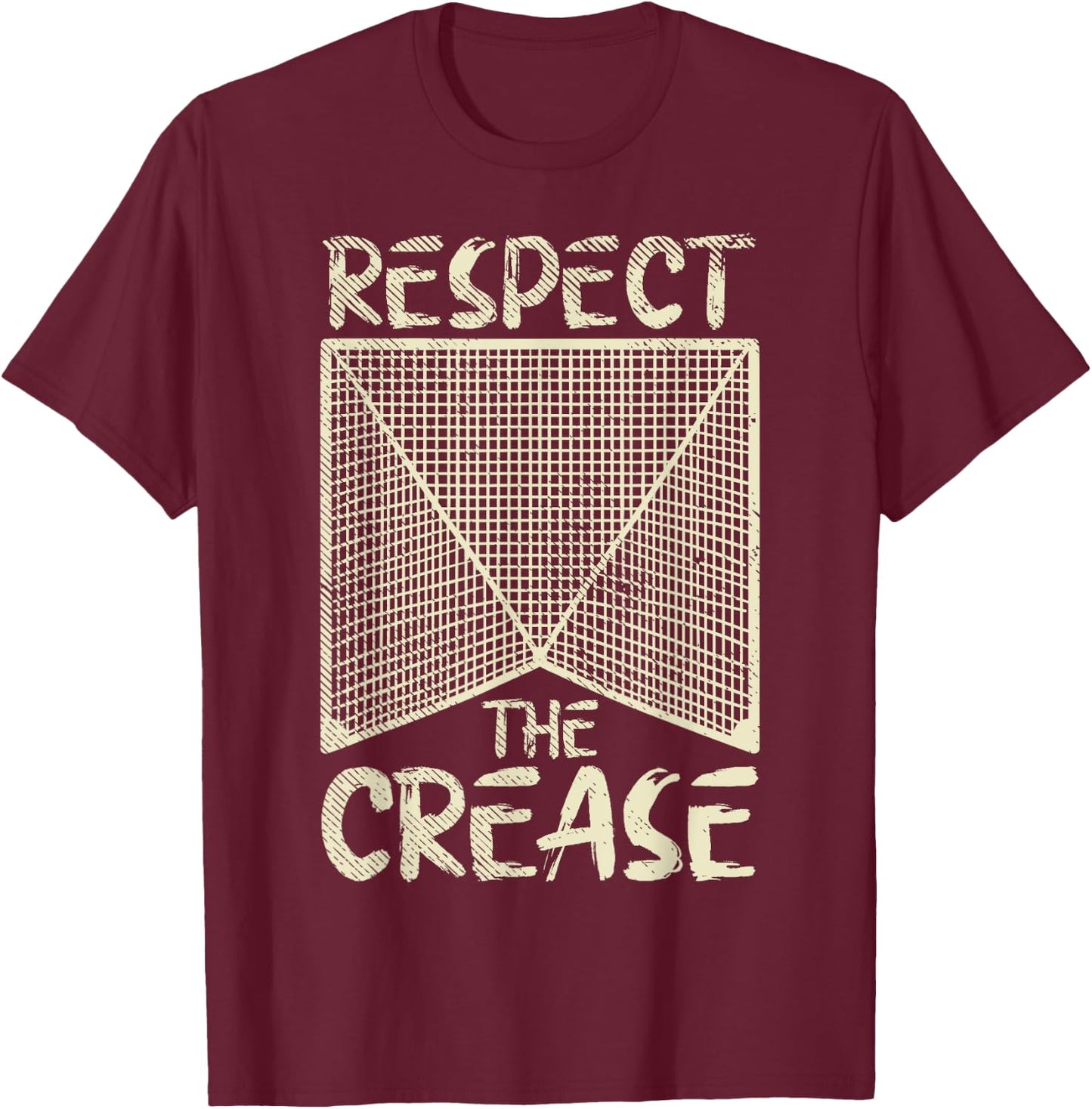 Respect The Crease Lacrosse Lax Goalie Player Gift T-Shirt - T-Shirt | Maroon
