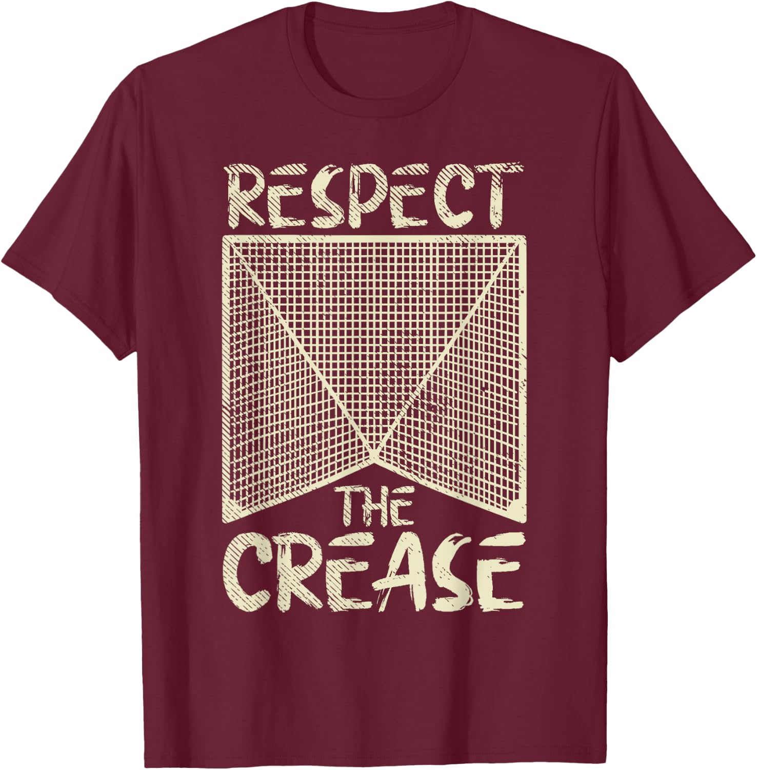 Respect The Crease Lacrosse Lax Goalie Player Gift T-Shirt - T-Shirt | Maroon