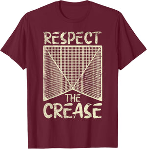 Respect The Crease Lacrosse Lax Goalie Player Gift T-Shirt - T-Shirt | Maroon