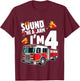 Fire Truck 4th Birthday Boy Firefighter 4 Year Old T-Shirt - T-Shirt | Maroon