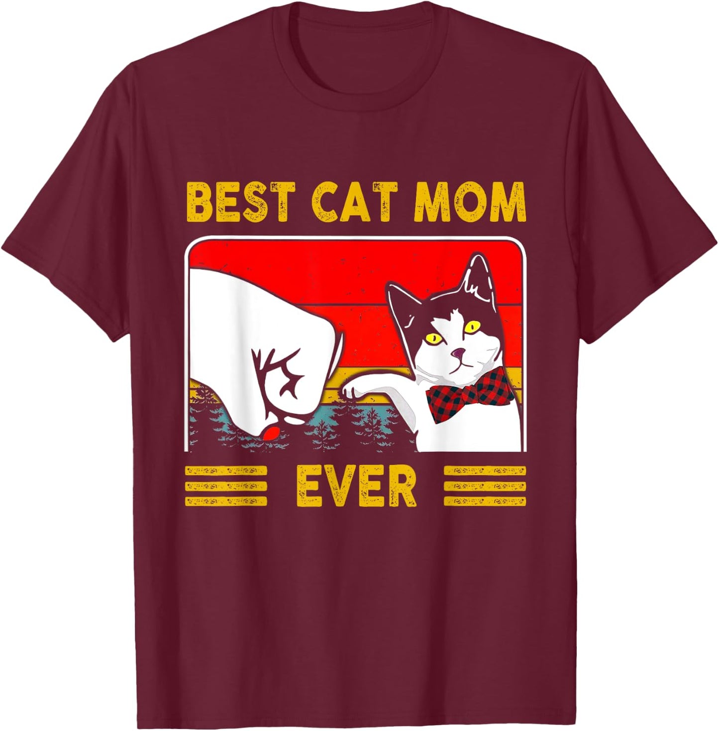 Retro Vintage Best Cat Mom Ever Mother's Day Gifts T-Shirt - T-Shirt | Maroon