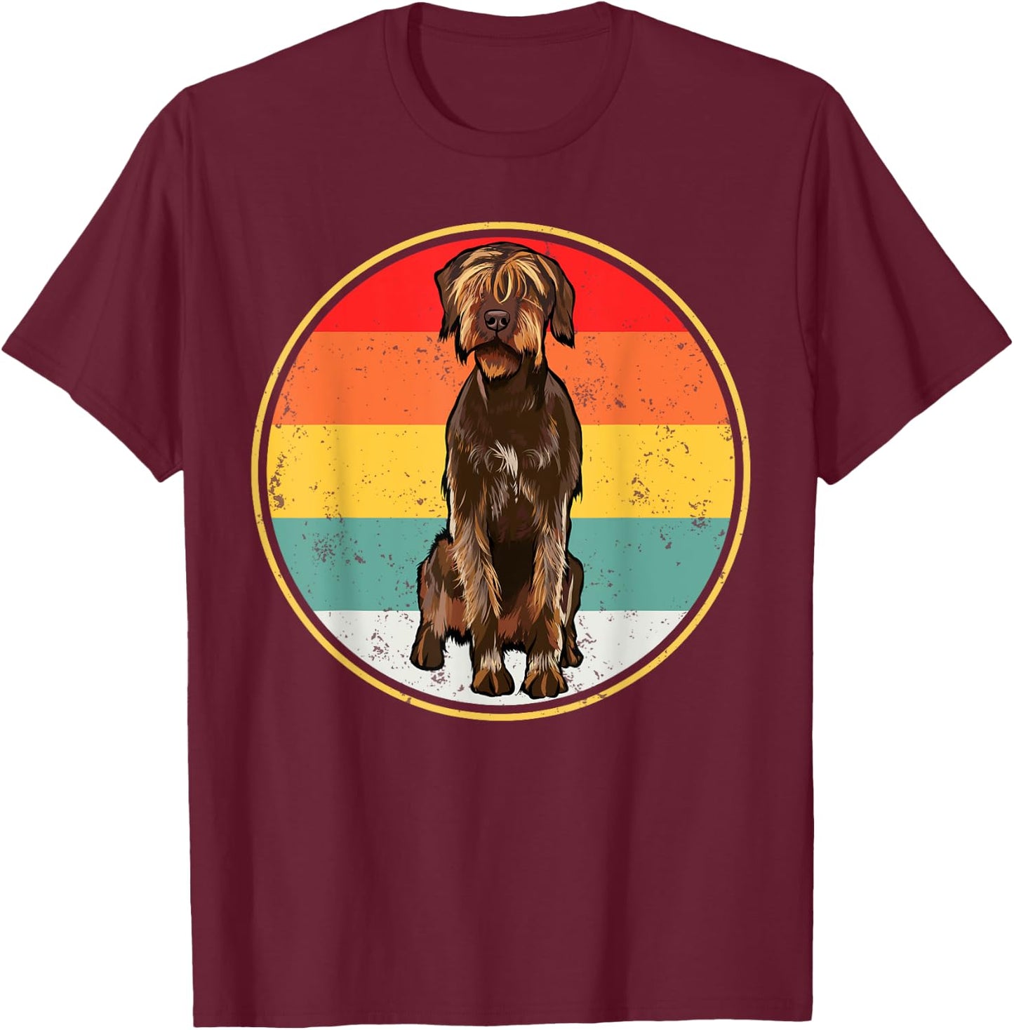 Vintage Retro Sunset Wirehaired Pointing Griffon Dog Women T-Shirt - T-Shirt | Maroon
