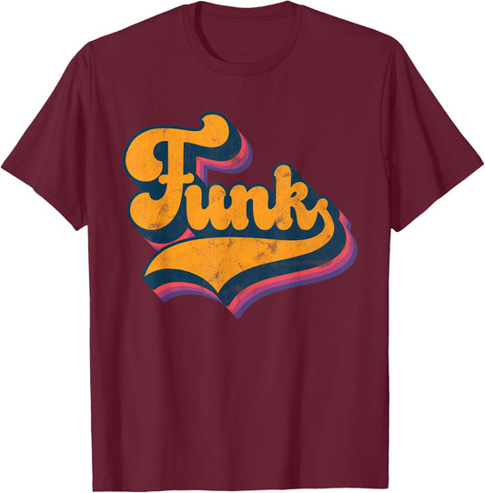 ryte TRACK Funk Music Fans - Black, Small - -Adults, Short Sleeve, Classic Fit, , Retro Pop-Art Design T-Shirt - T-Shirt | Maroon