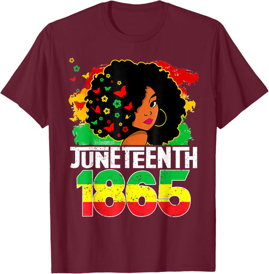 Juneteenth Is My Independence Day Black Women Freedom 1865 T-Shirt - T-Shirt | Maroon