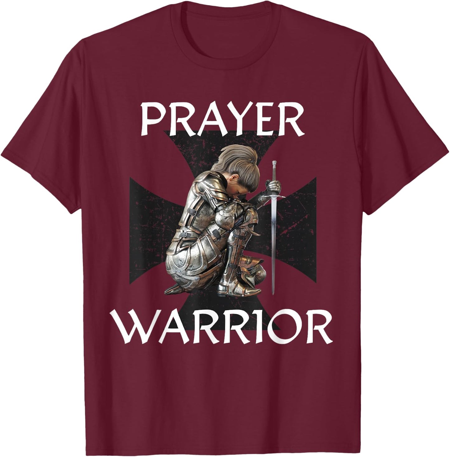 Christian Bible Verse Religious Gifts Women Prayer Warrior T-Shirt - T-Shirt | Maroon