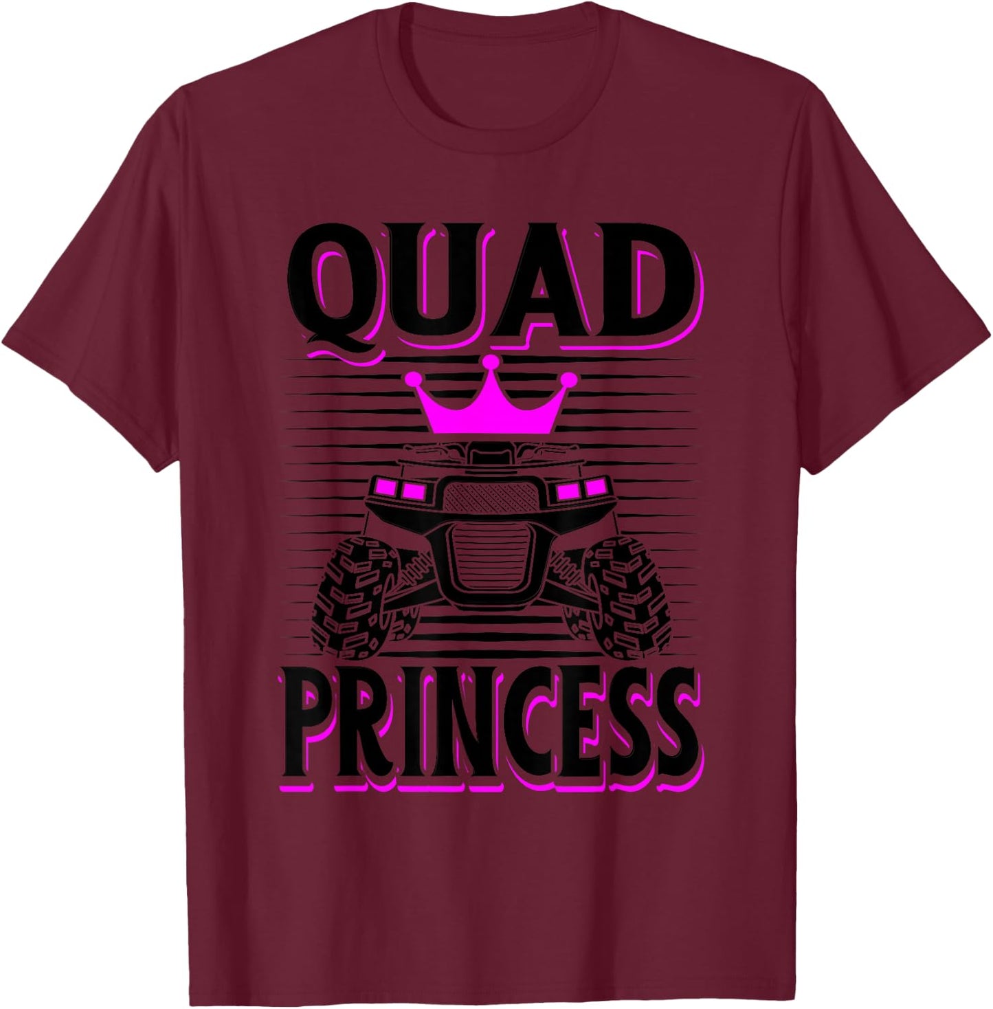 Quad Princess ATV Riding Girls Muddy Four Wheeling Off Road T-Shirt - T-Shirt | Maroon