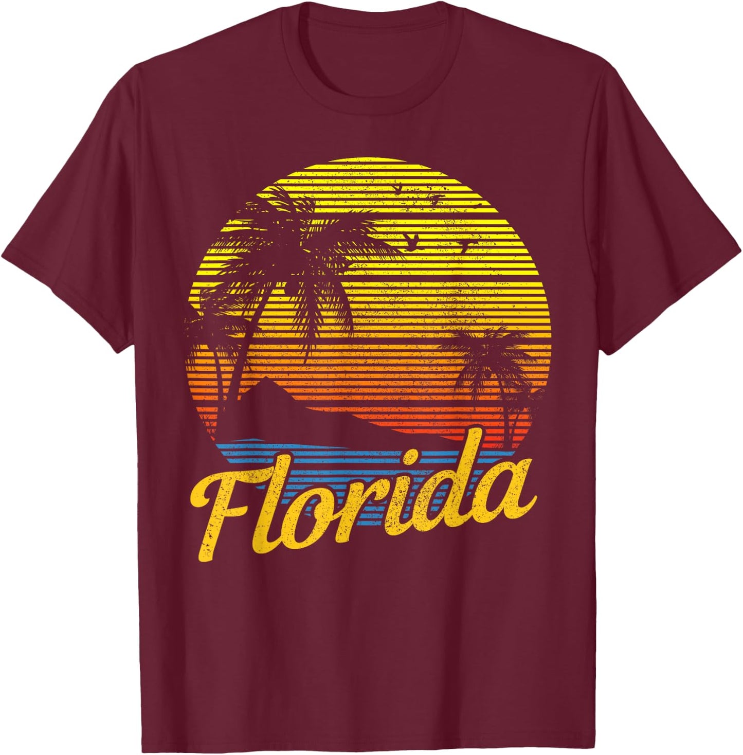 Florida Vintage Surfer USA America Souvenir Gift T-Shirt - T-Shirt | Maroon
