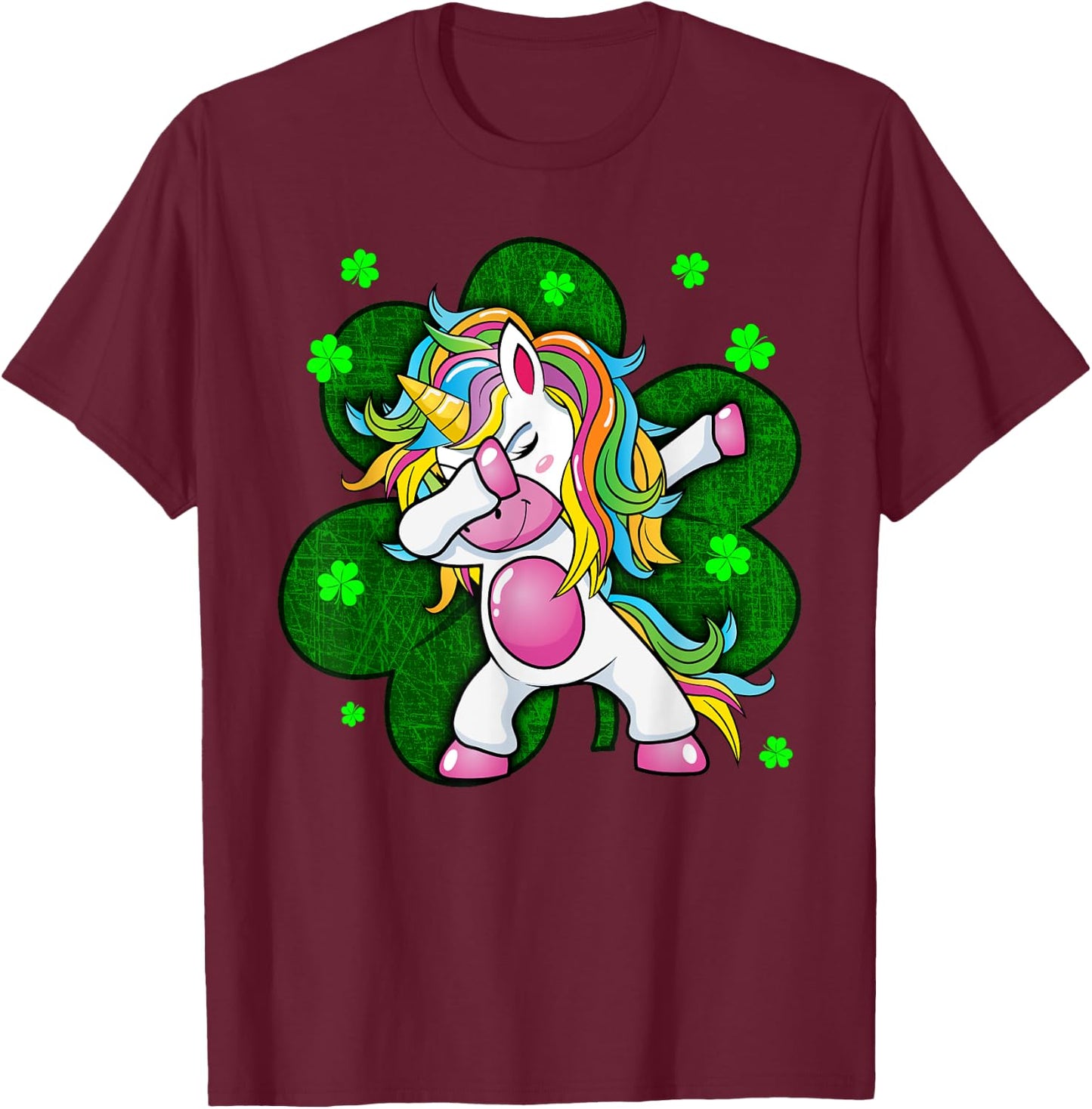 Girls St Patricks Day Outfit - Funny Dabbing Unicorn Women T-Shirt - T-Shirt | Maroon