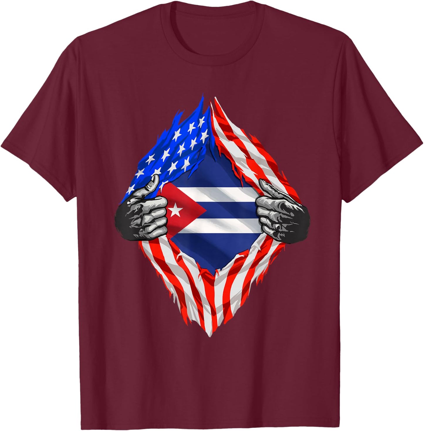 Cuba Shirt American Cuban Flag Hispanic Pride Cubans Roots T-Shirt - T-Shirt | Maroon