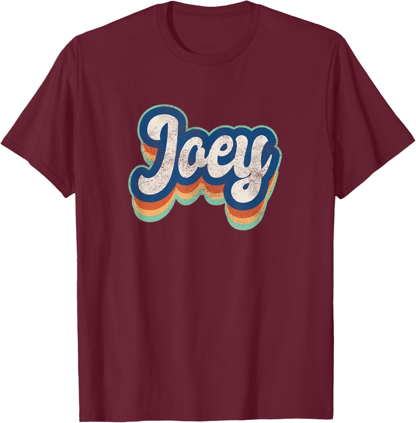 Joey First Name Boy Vintage Style 70s 80s Personalized T-Shirt - T-Shirt | Maroon