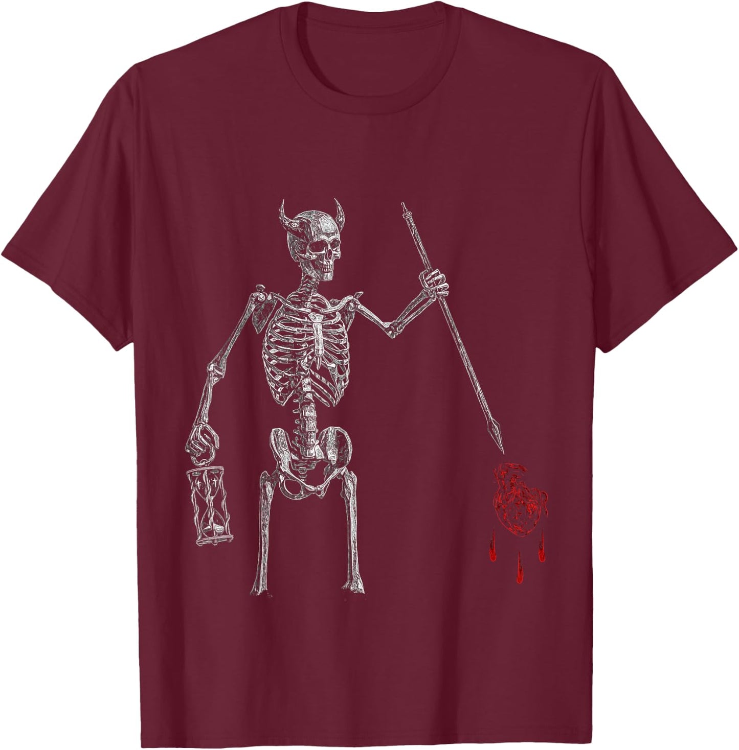 Blackbeard Pirate Skeleton Caribbean Battle Flag T-Shirt - T-Shirt | Maroon