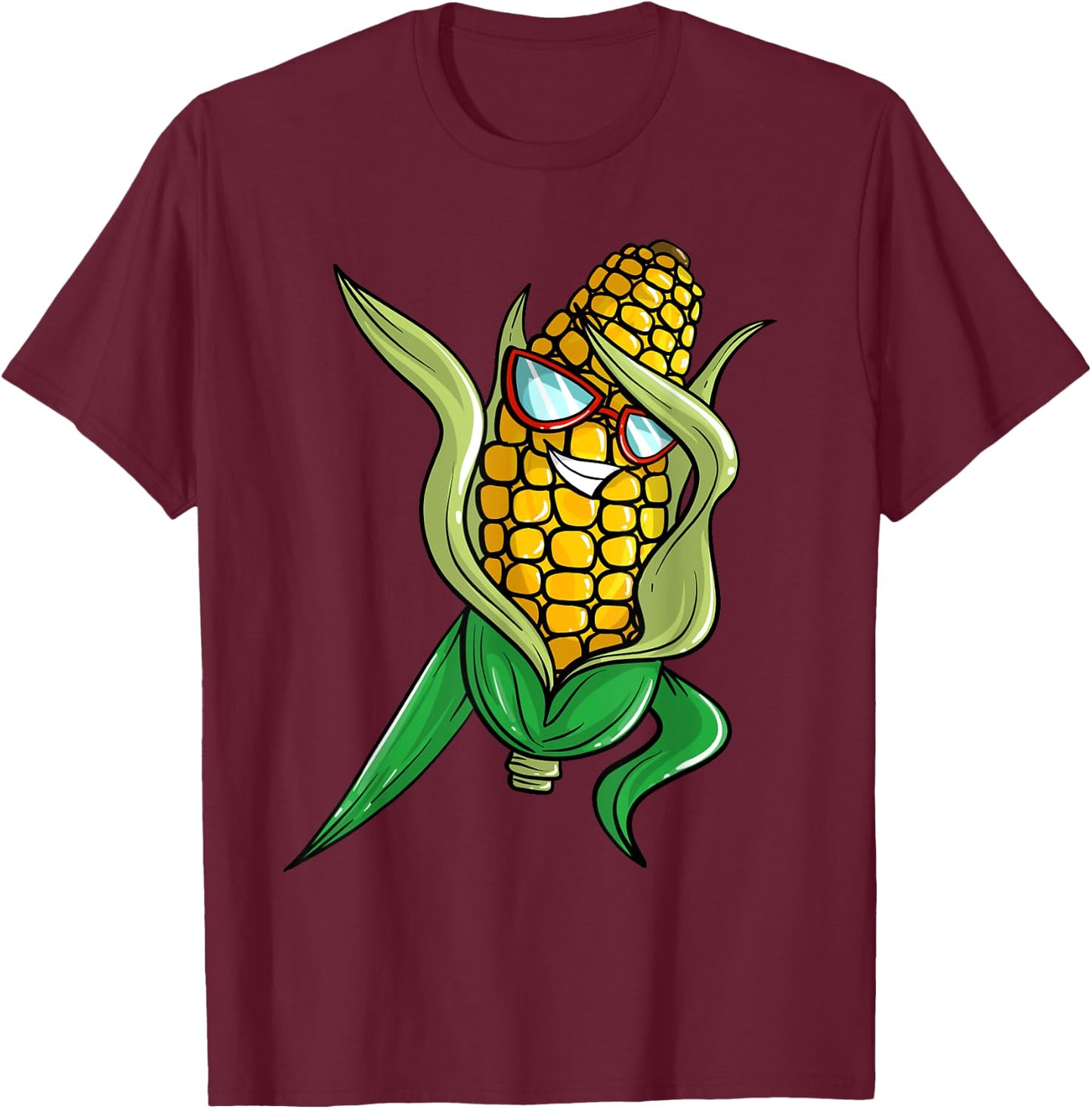 Funny Dabbing Corn Gift | Cute Dancing Farmers Men Women T-Shirt - T-Shirt | Maroon